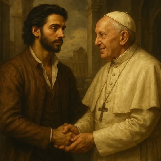 Luis Potro Caballero usa imagen del Papa Francisco para un chiste.