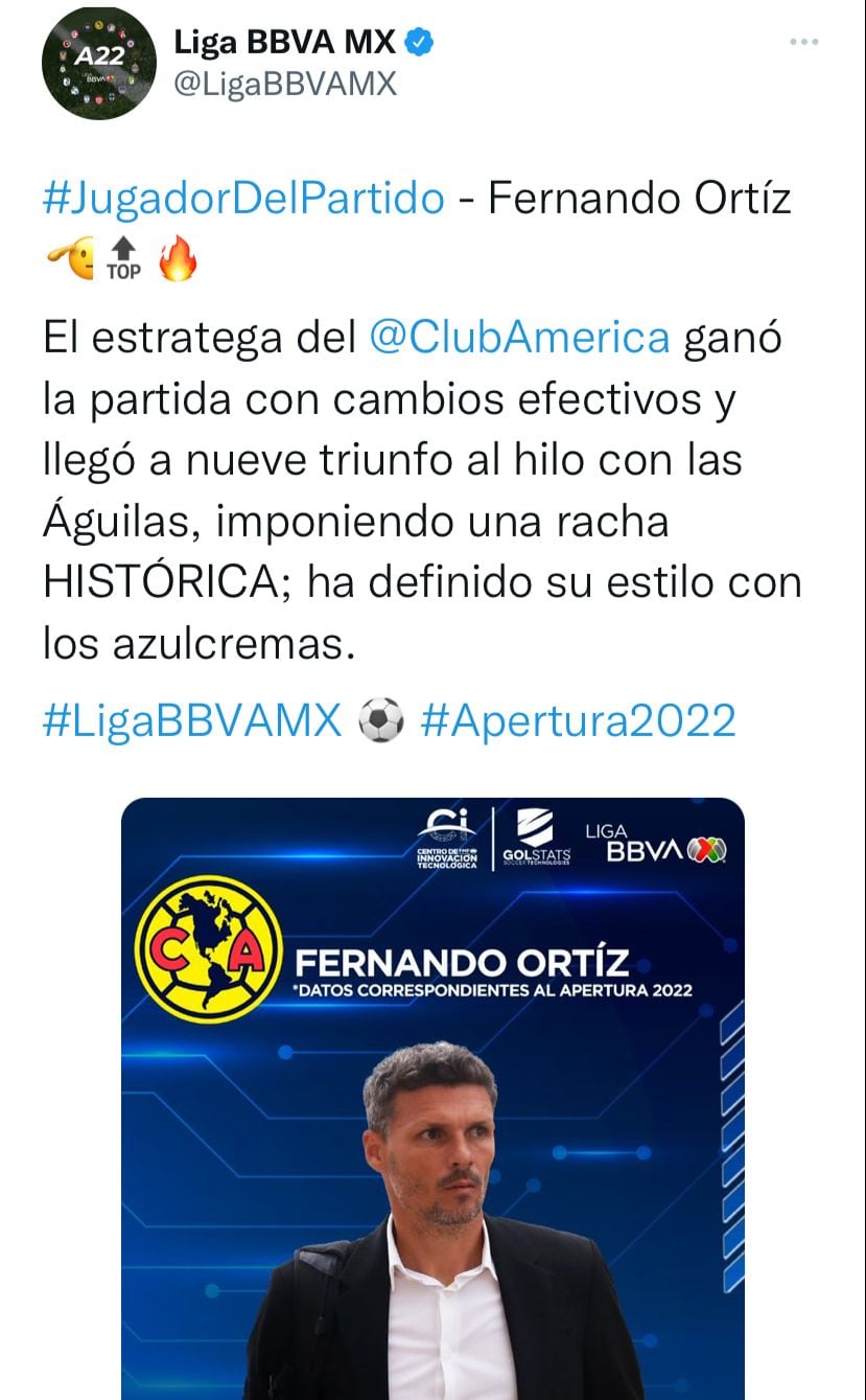Fernando Ortiz fue reconocido por la Liga MX.