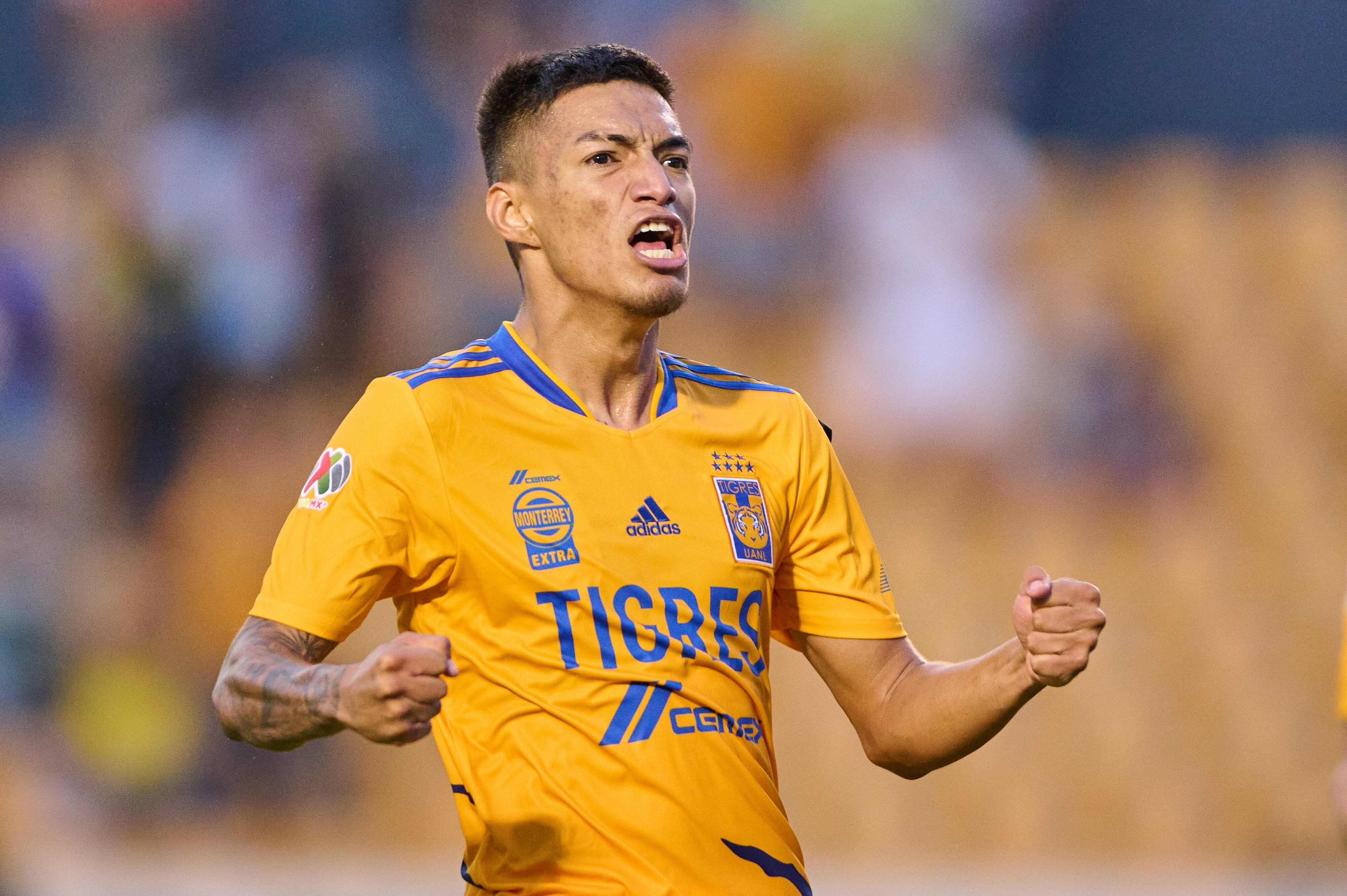 Raymundo Fulgencio celebra un gol con Tigres