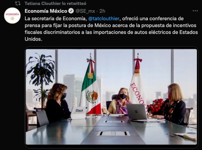 México interpondría represalias comerciales contra EU por iniciativa sobre autos eléctricos