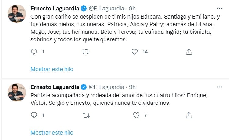 Ernesto Laguardia revela que su mamá Yolanda Longega Castellanos es una mujer muy querida