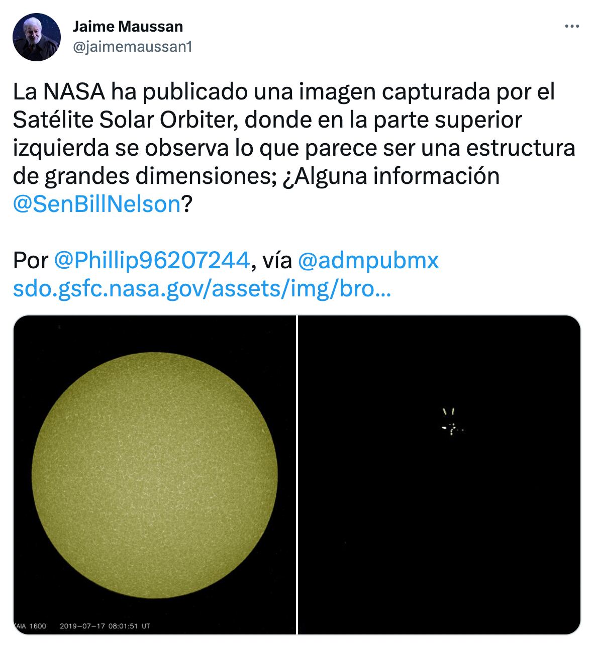 Imagen compartida por Jaime Maussan