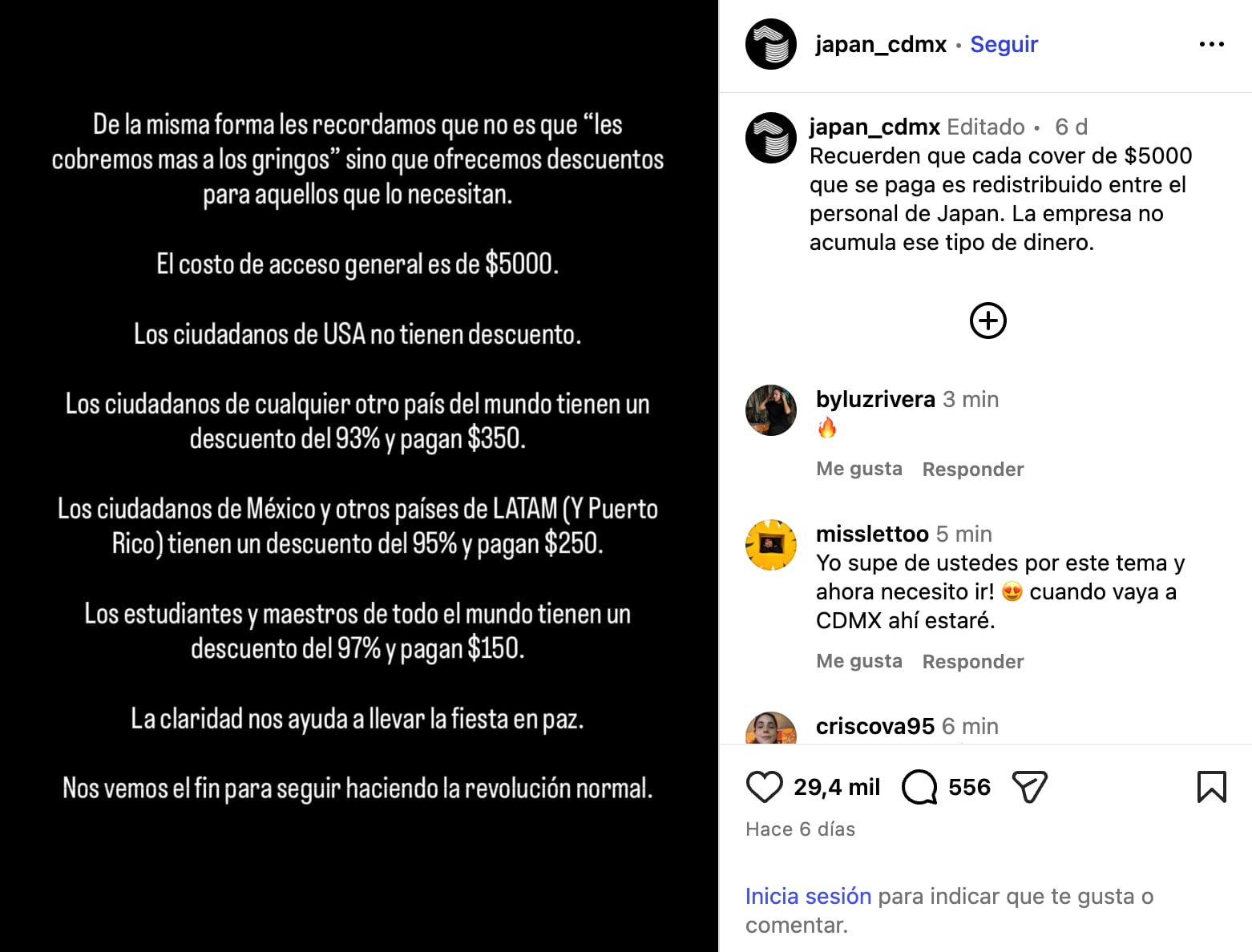 Club Japan de CDMX cobra 5 mil pesos a ciudadanos de Estados Unidos