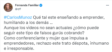Fernanda Familia tunde a Carlos Muñoz por humillar a mesero.