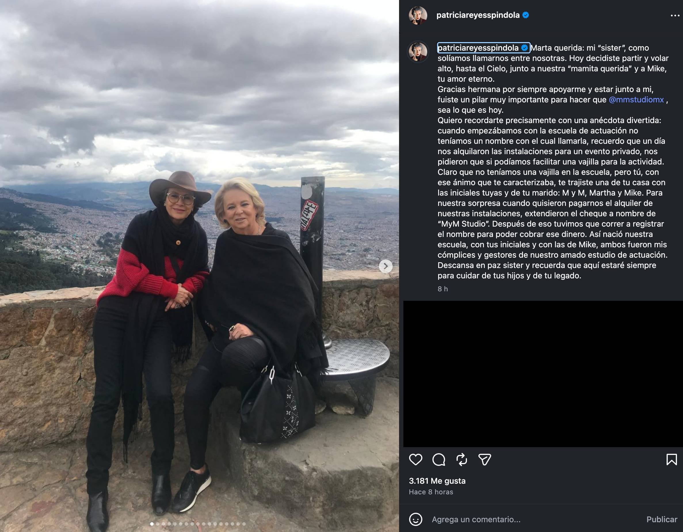 Patricia Reyes Spíndola despide a su hermana Marta Núñez