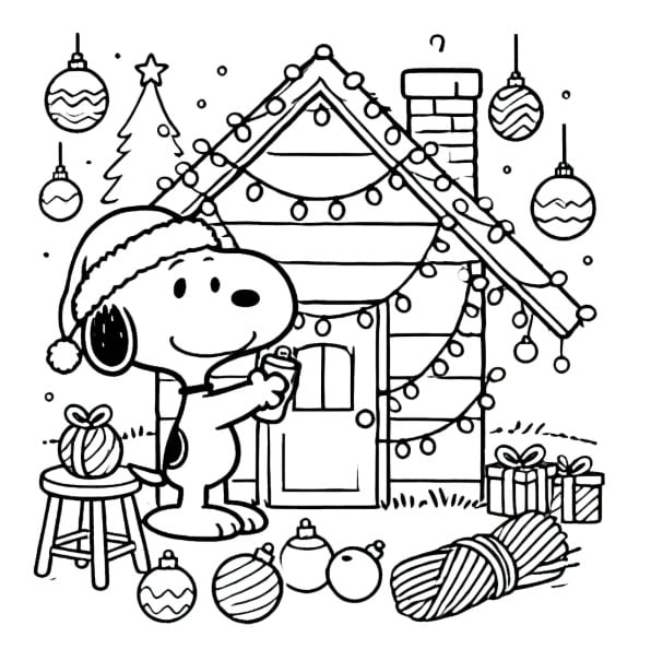 10 dibujos de Snoopy para colorear por Navidad 2024