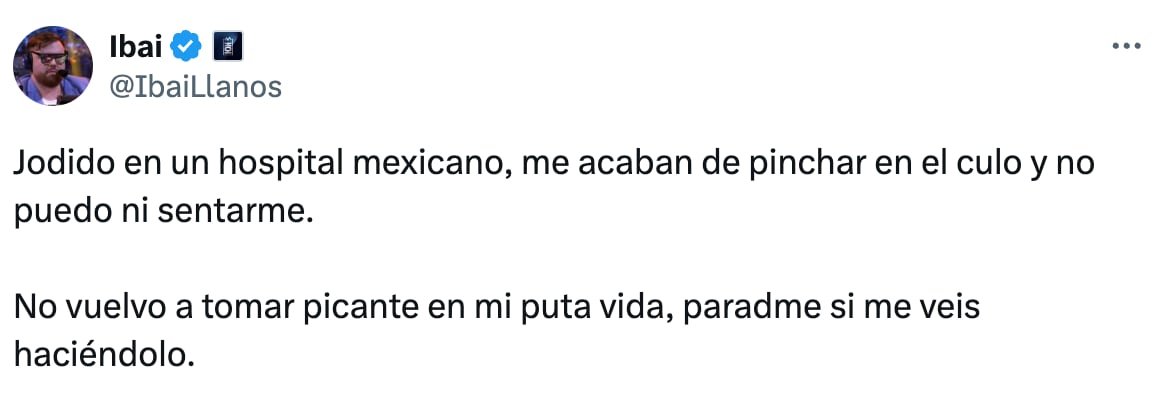 Ibai Llanos enfermo por comer picante