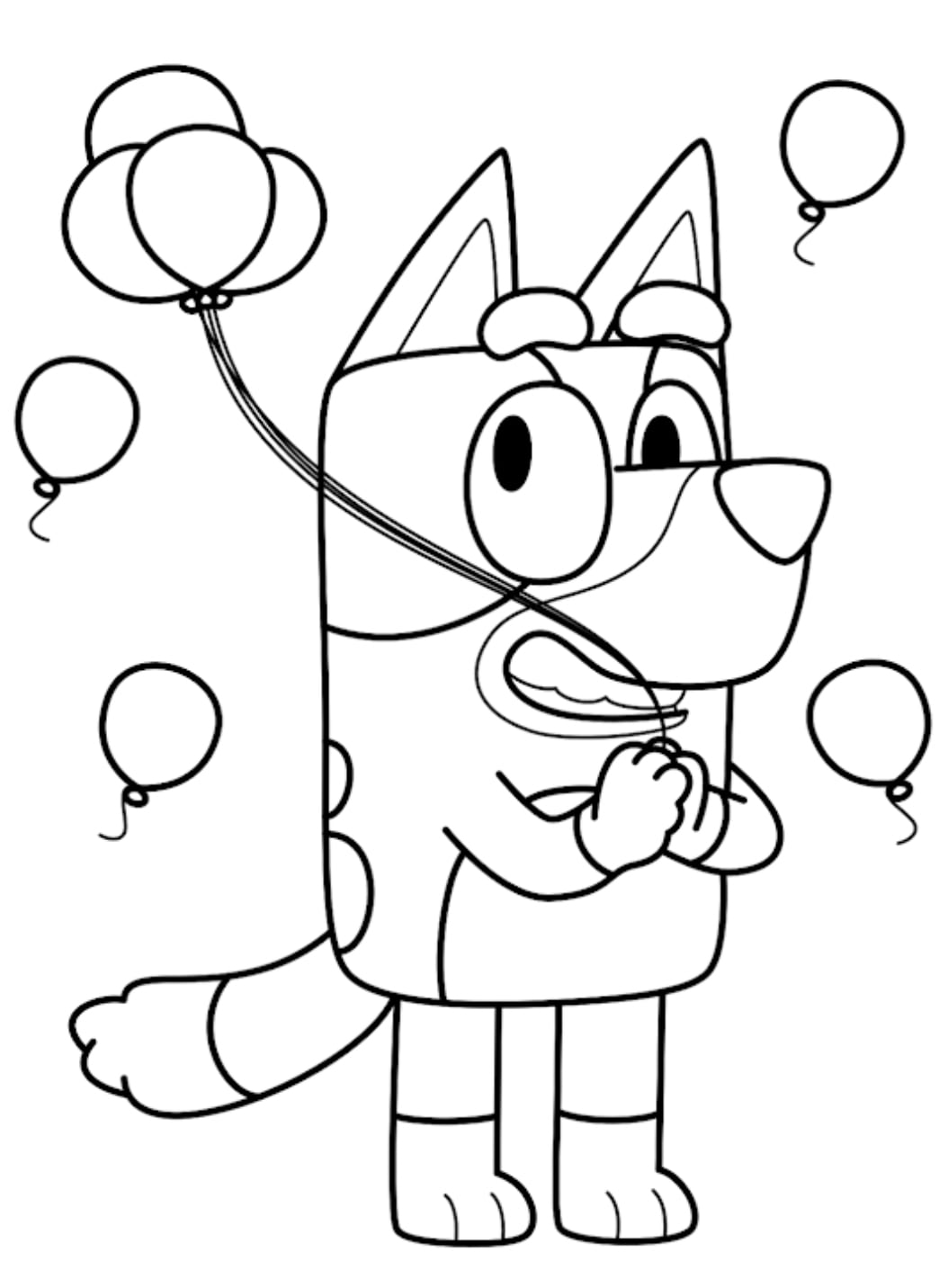 Bluey con globos de cumpleaños