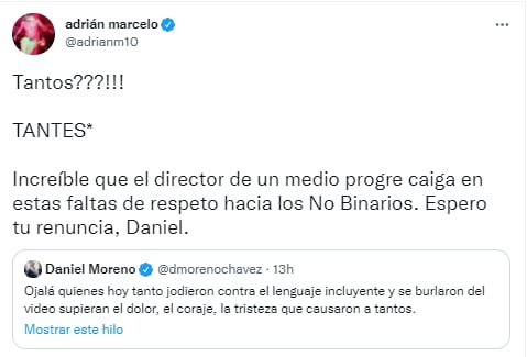 Tweet de Adrián Marcelo.