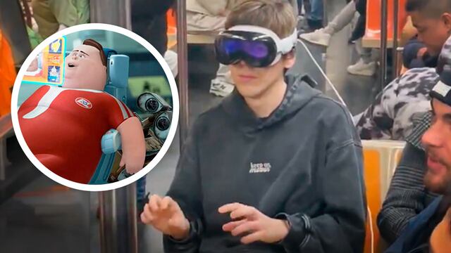 Un usuario de las Apple Vision Pro en el Metro de Estados Unidos