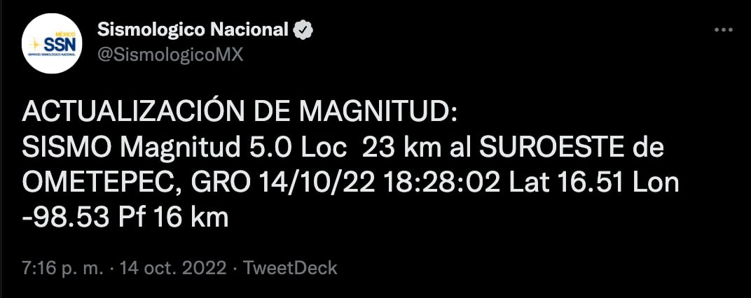 Sismo hoy en Guerrero: temblor magnitud 5.0 se registra en Ometepec; no ameritó alerta sísmica