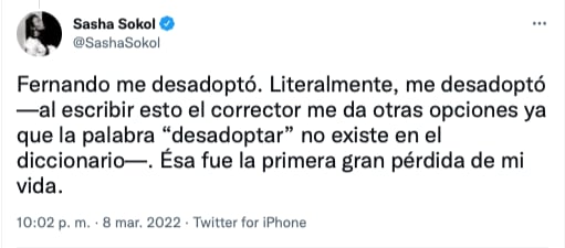 Testimonio de Sasha Sokol sobre el abuso de Luis de Llano/@Sasha Sokol