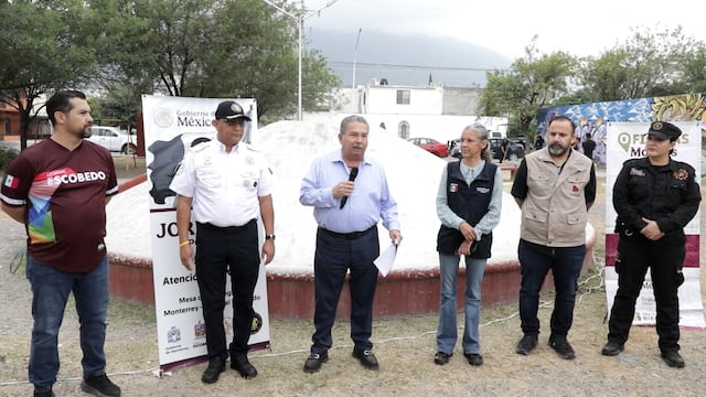 Escobedo rehabilita plazas con Jornadas Nacionales Tequios de la Transformación.
