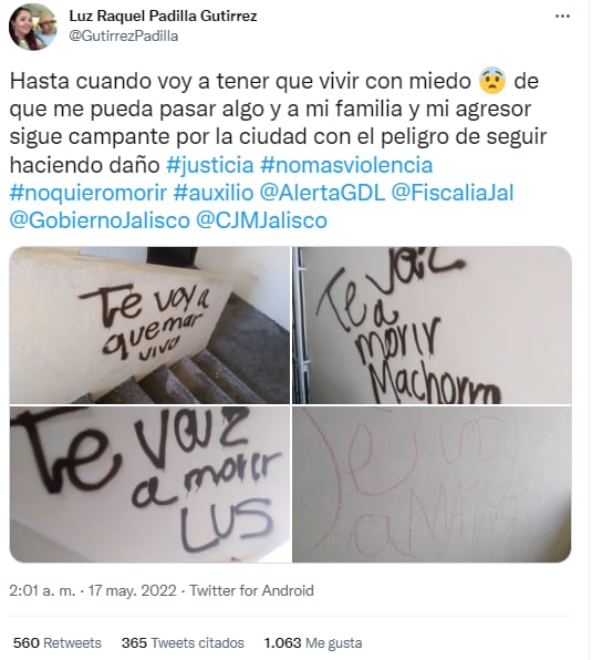 Luz Raquel Padilla denuncia amenazas en Twitter