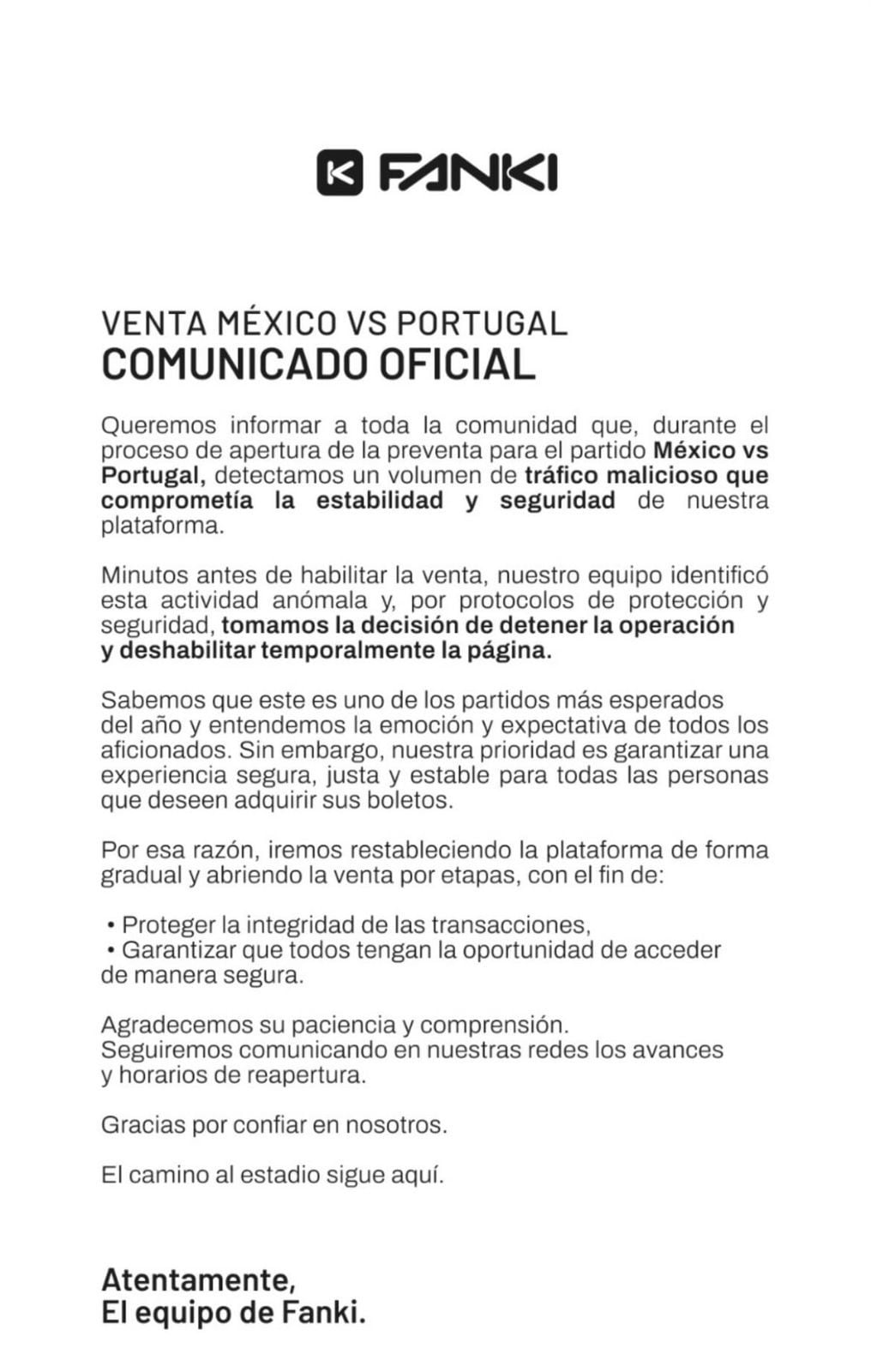 Fanki presenta fallas en preventa