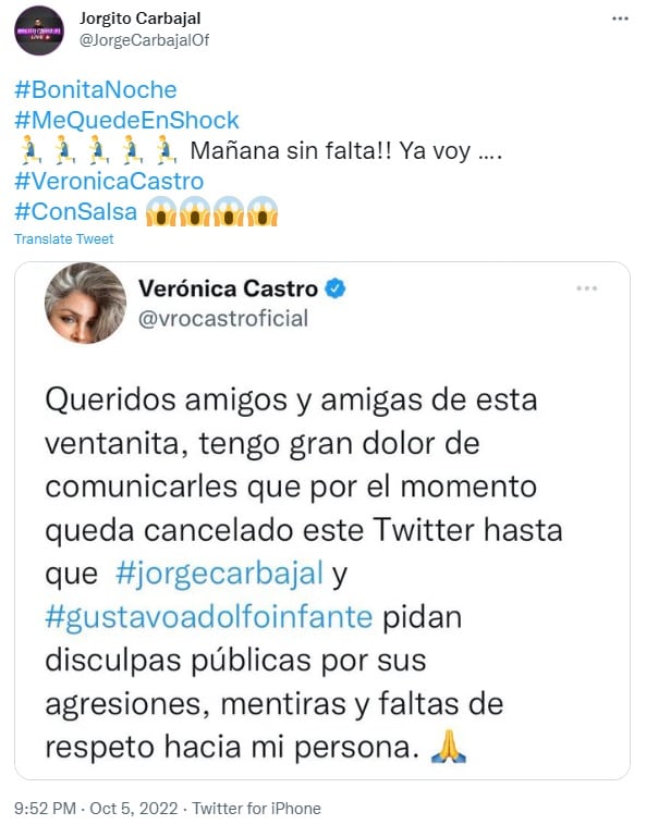 Jorge Carbajal y Verónica Castro