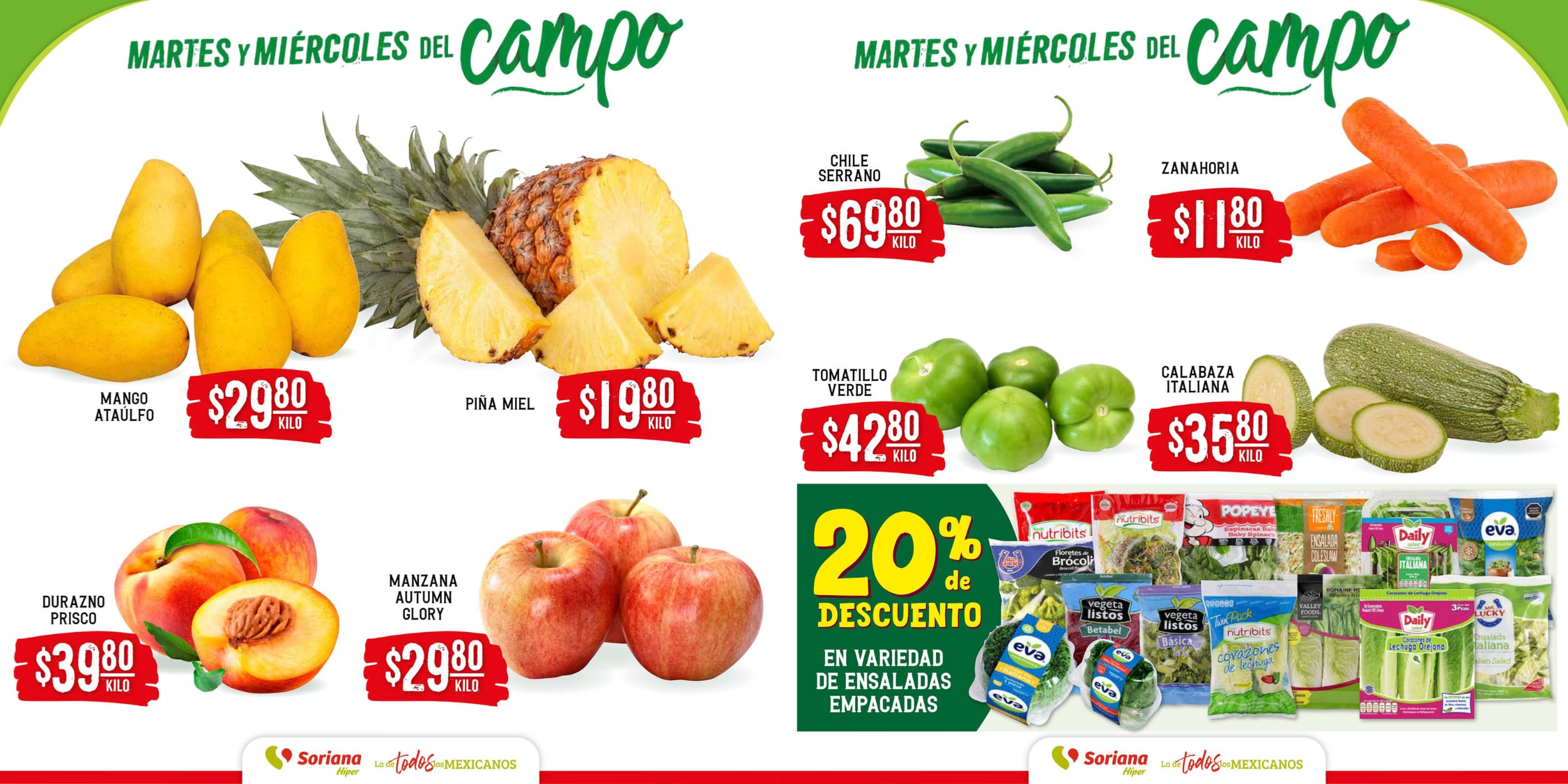 Ofertas en el Martes y Miércoles del Campo Soriana 2 y 3 de julio 2024