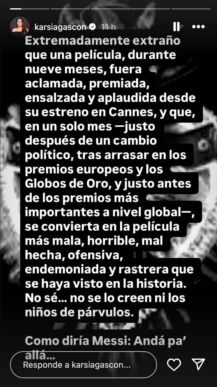 Karla Sofía Gascón no entiende porqué Emilia Pérez es odiada