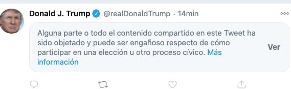 Tuit de Donald Trump sancionado