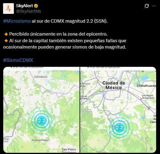 Temblor hoy CDMX: reportan microsismo de 2.2 en Xochimilco