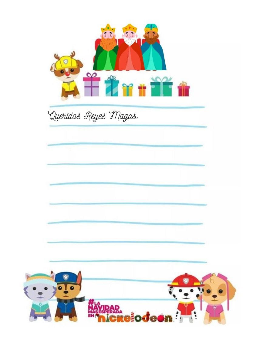 Carta a los Reyes Magos de Paw Patrol: 5 bonitas plantillas para imprimir