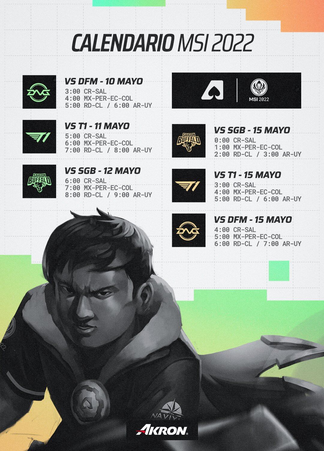 Horario Team Aze MSI 2022