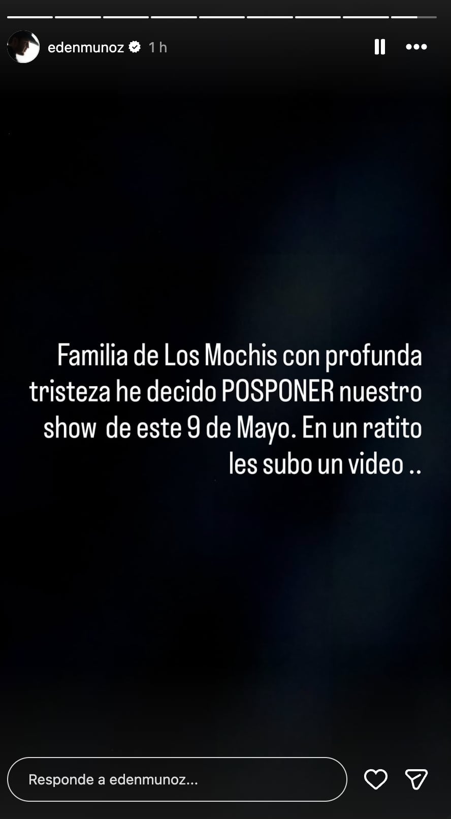 Eden Muñoz pospone su concierto en Los Mochis, Sinaloa