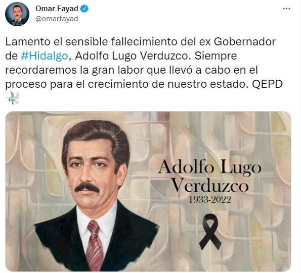 Omar Fayad lamenta muerte de Adolfo Lugo