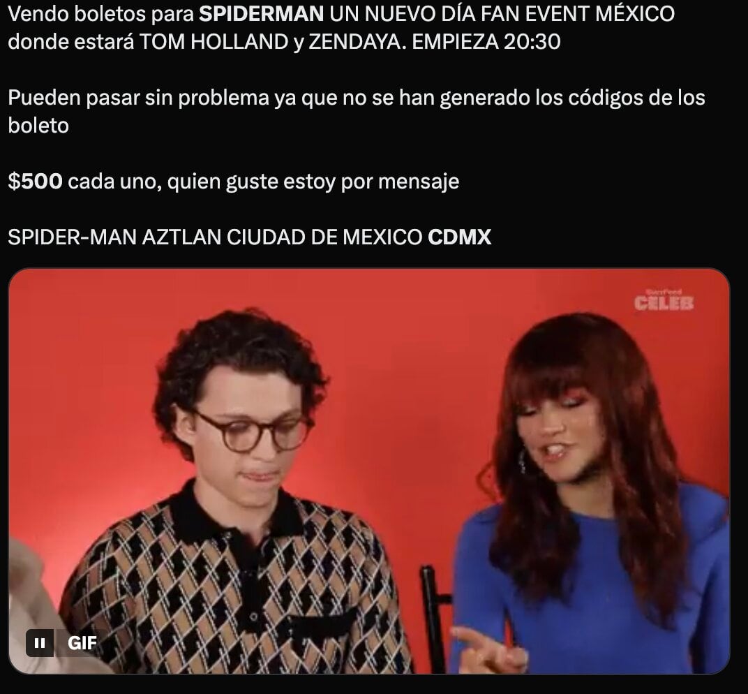 Boletos fan event Spider-Man