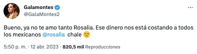Gala Montes dice ya no querer tanto a Rosalía
