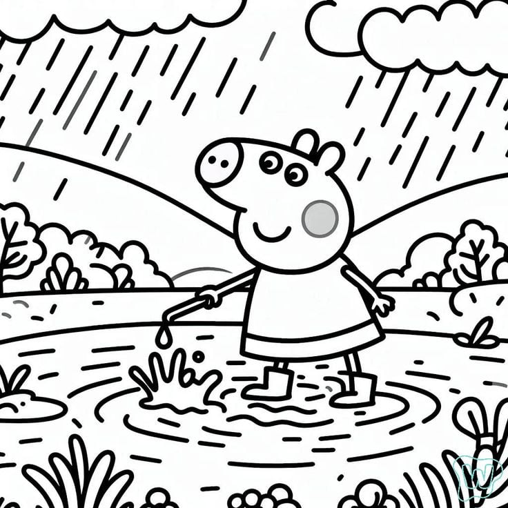 Dibujos de Peppa Pig en el bosque para colorear