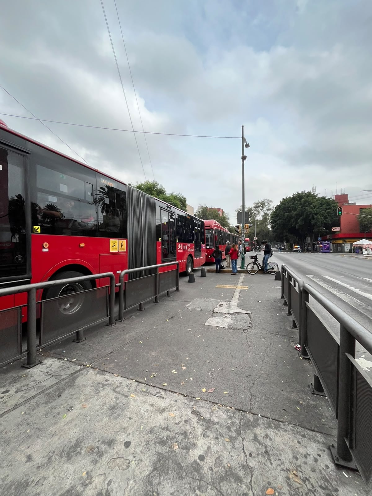 Congestionamiento en la Línea 1 del Metrobus en Paseo de la Reforma Sur, CDMX