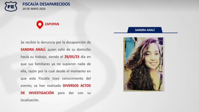 Fiscalía de Jalisco reporta avances de caso Sandra Analí