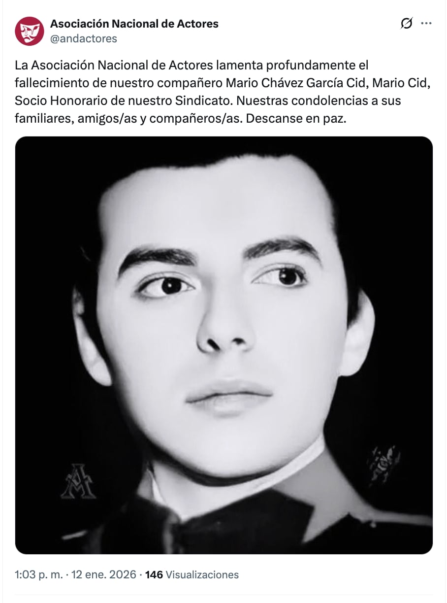 Asociación Nacional de Actores lamenta la muerte de Mario Chávez García Cid, Mario Cid