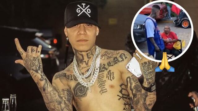 Santa Fe Klan regala dinero a señora con discapacidad que andaba trabajando en la calle.