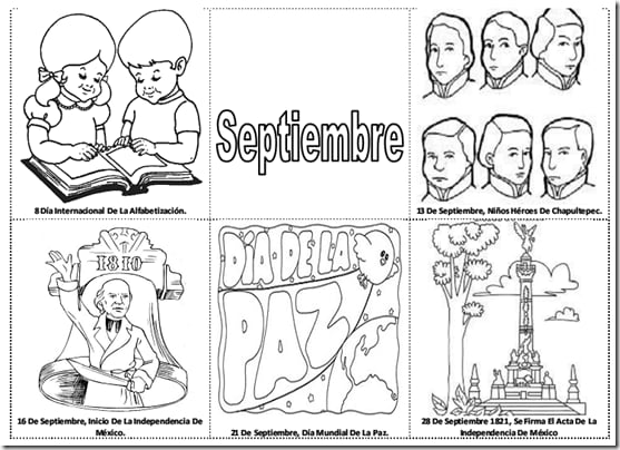 Portadas de septiembre para colorear
