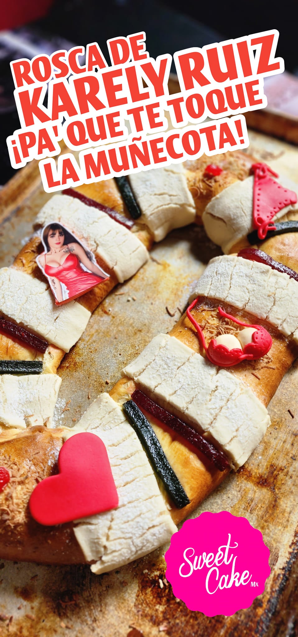 Pastelería crea Rosca de Reyes de Karely Ruiz.