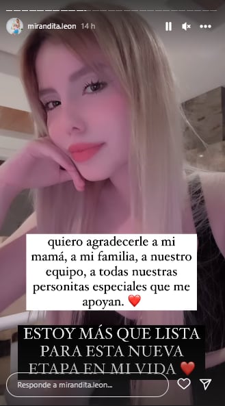 Miranda León agradece a su mamá Sol León, el apoyo en su etapa de cantante.