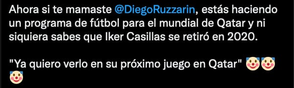Critican comentarios de Diego Ruzzarin sobre Iker Casillas.