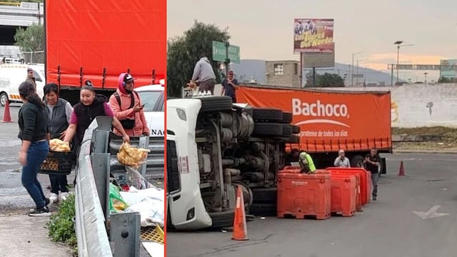 Tráiler vuelva en Ecatepec y ciudadanos saquean 20 toneladas de pollo congelado