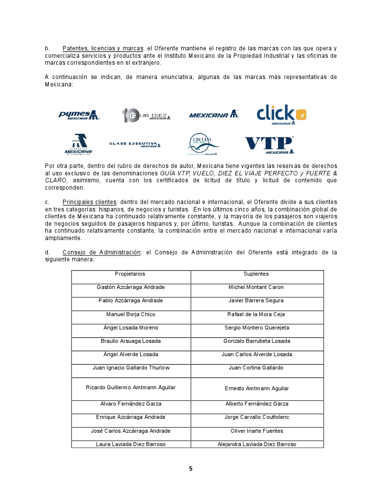Lista de socios del Nuevo Grupo Aeronáutico, dueños de la antigua Mexicana de Aviación