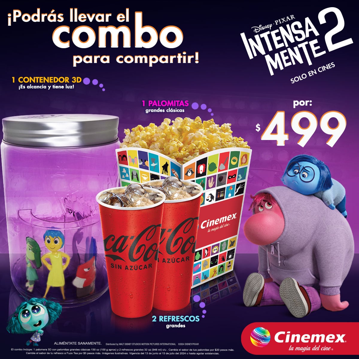 Combo palomera de Intensamente 2 en Cinemex