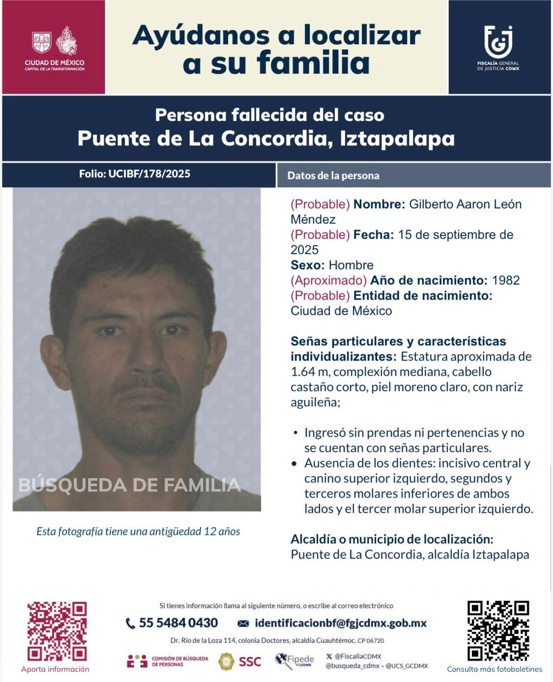 Ficha de búsqueda de Gilberto Aarón León Méndez