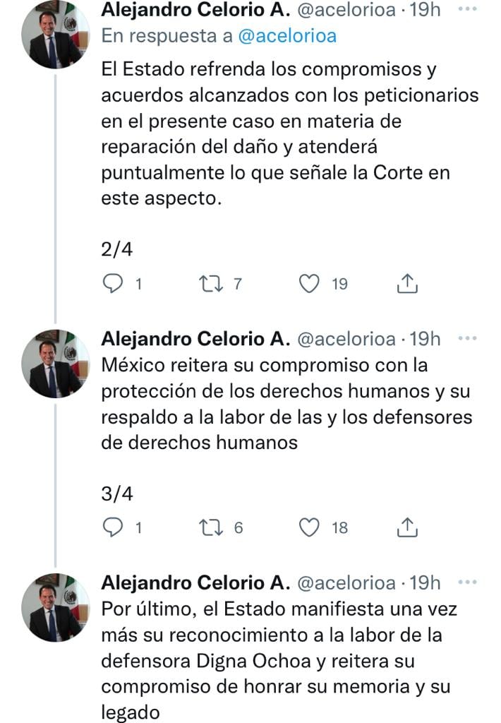 SRE sobre sentencia por el caso Digna Ochoa