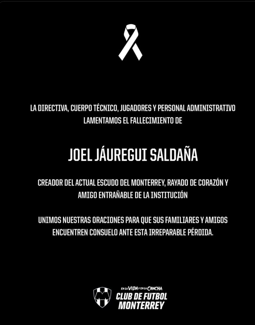 X de Rayados de Monterrey sobre la muerte de Joel Jáuregui