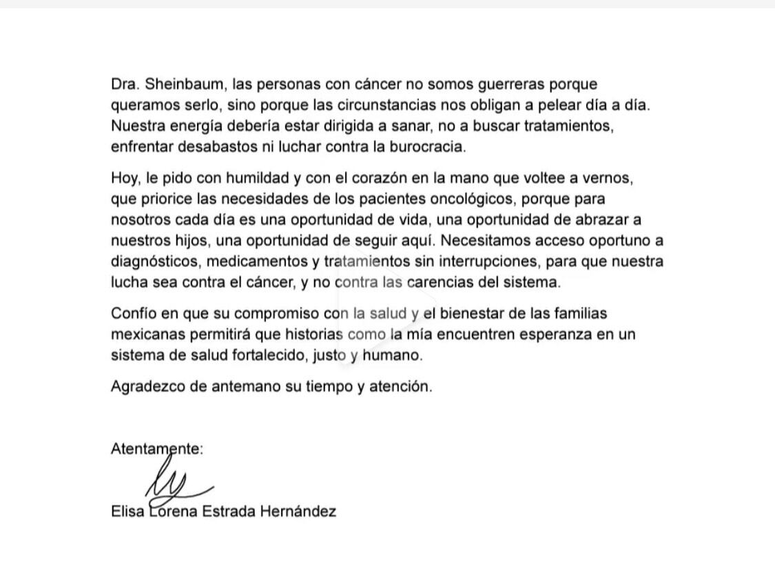 Carta de Lorena Estrada