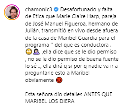 Chamonic tunde a Marie Claire Harp por su transmisión en vivo.