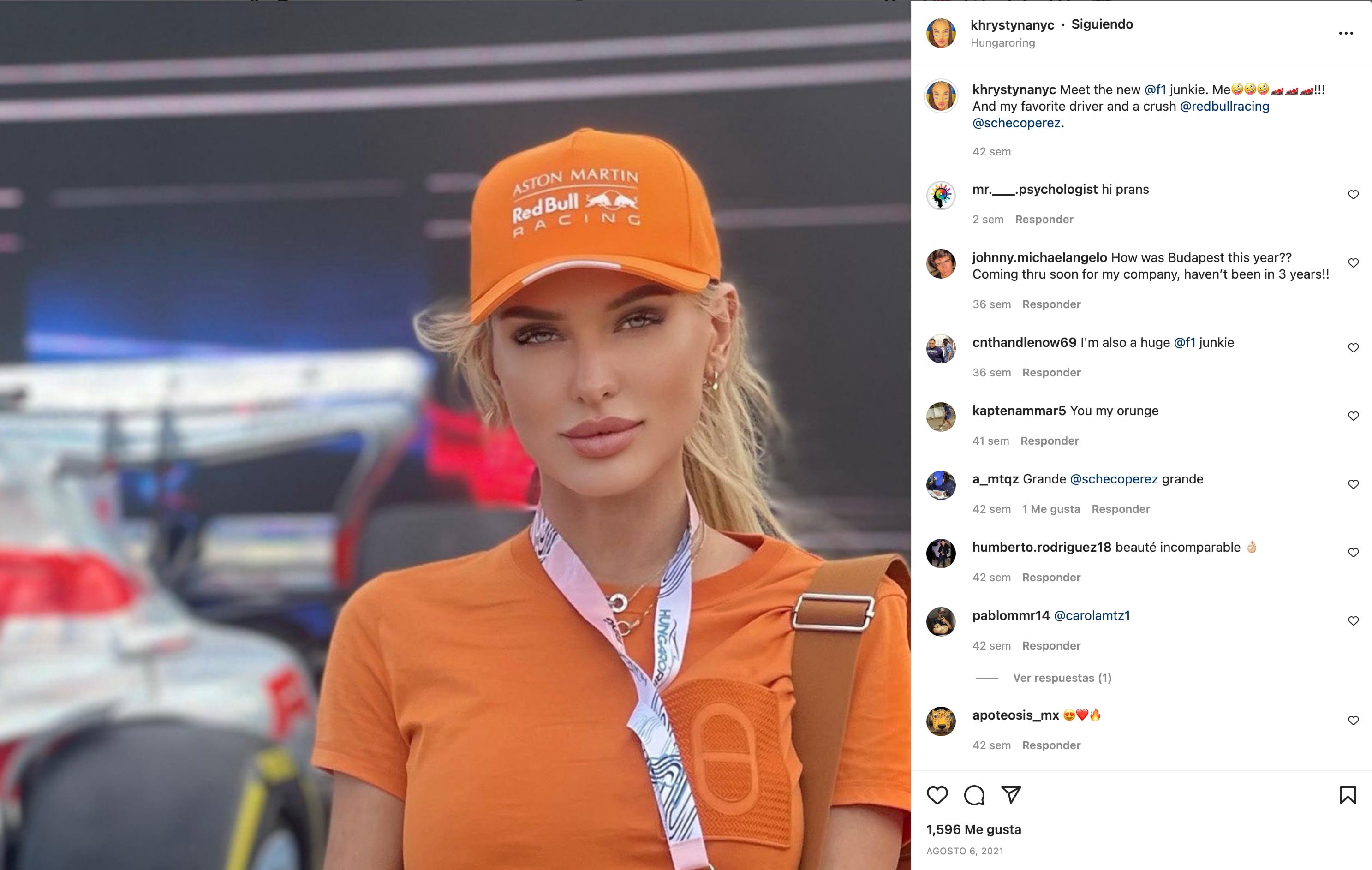 Khrystyna, modelo que estuvo con Checo Pérez