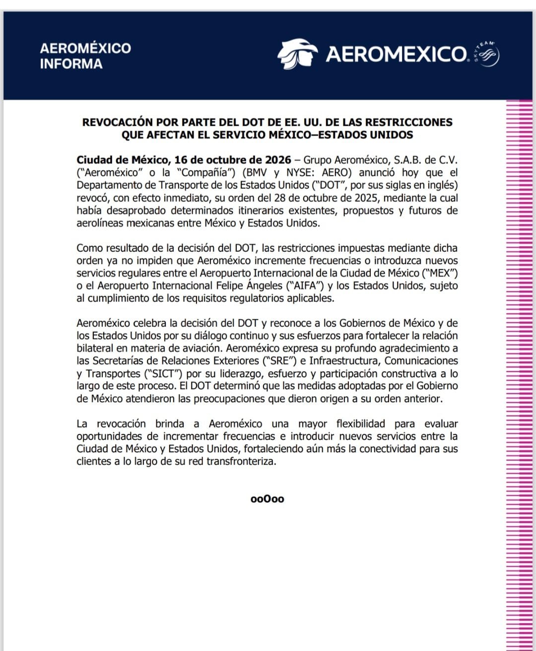 Se abrirán más vuelos desde el AIFA y AICM hacia Estados Unidos tras levantarse las restricciones