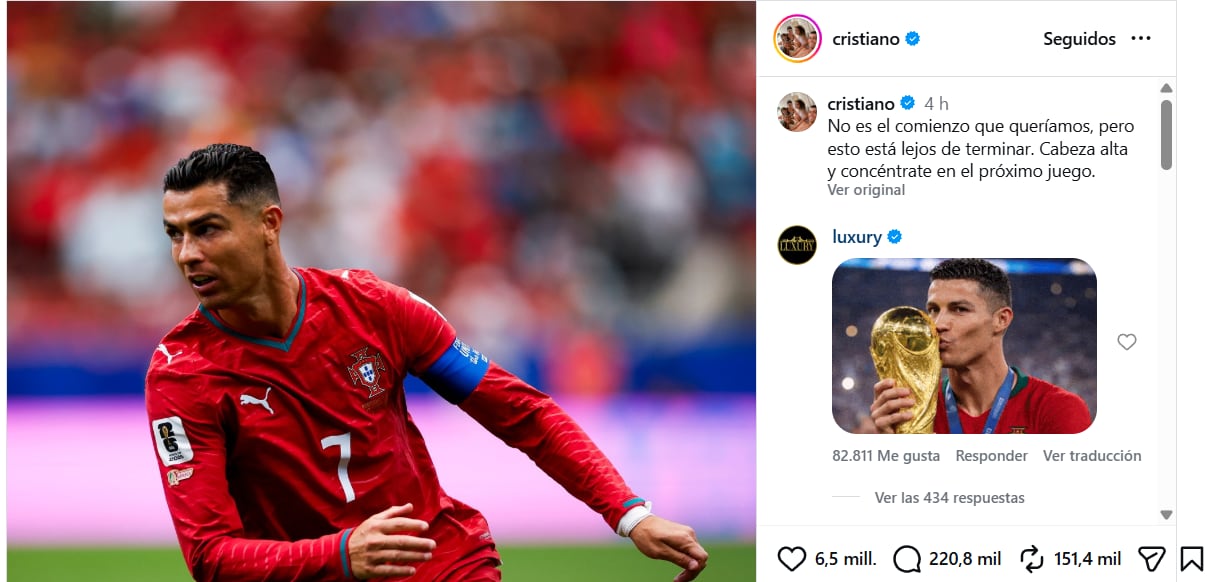 Cristiano Ronaldo manda mensaje a la afición.